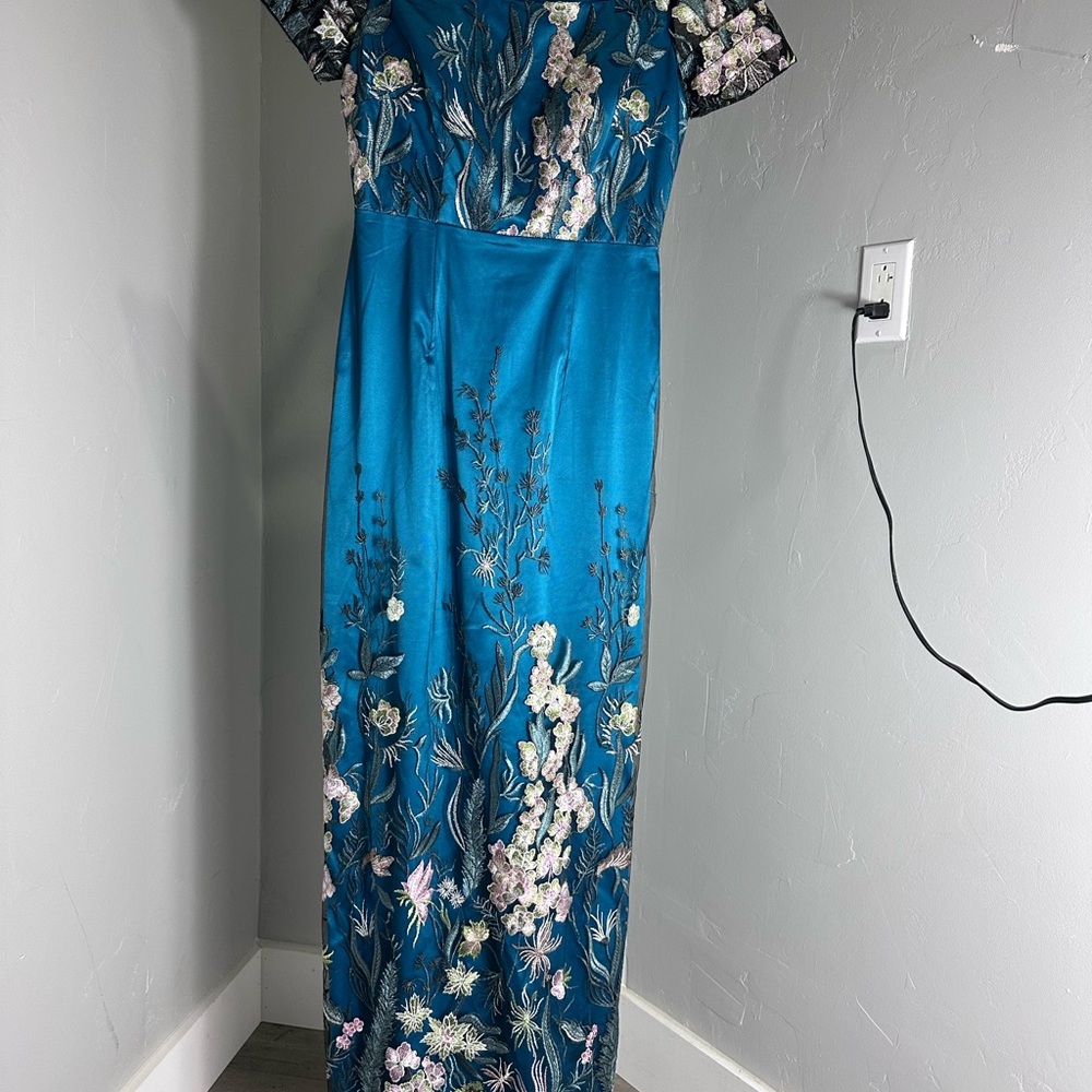 JS Collections Teal Floral Maxi Dress